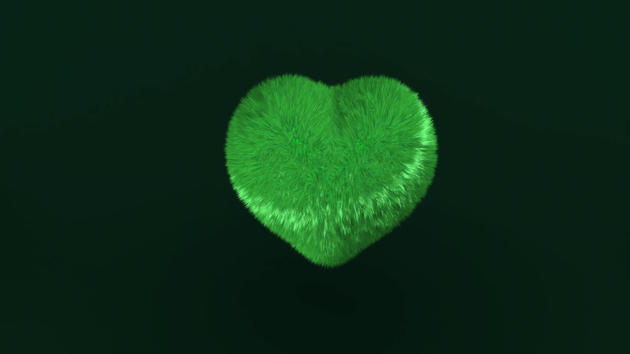 Animation of moving green grass heast on dark green background