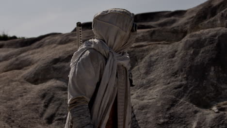 desert warrior in futuristic costume
