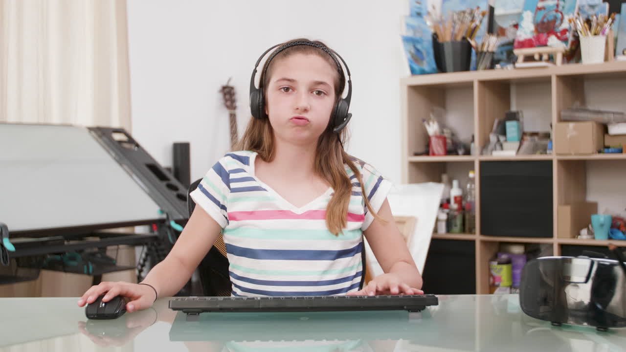 Girl Gamer at Her Desk