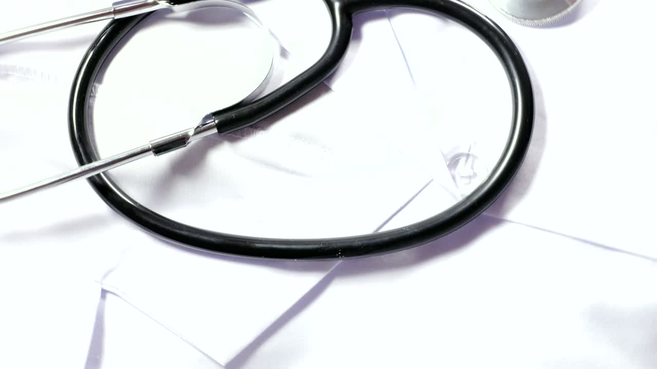 estetoscopio en abrigo blanco