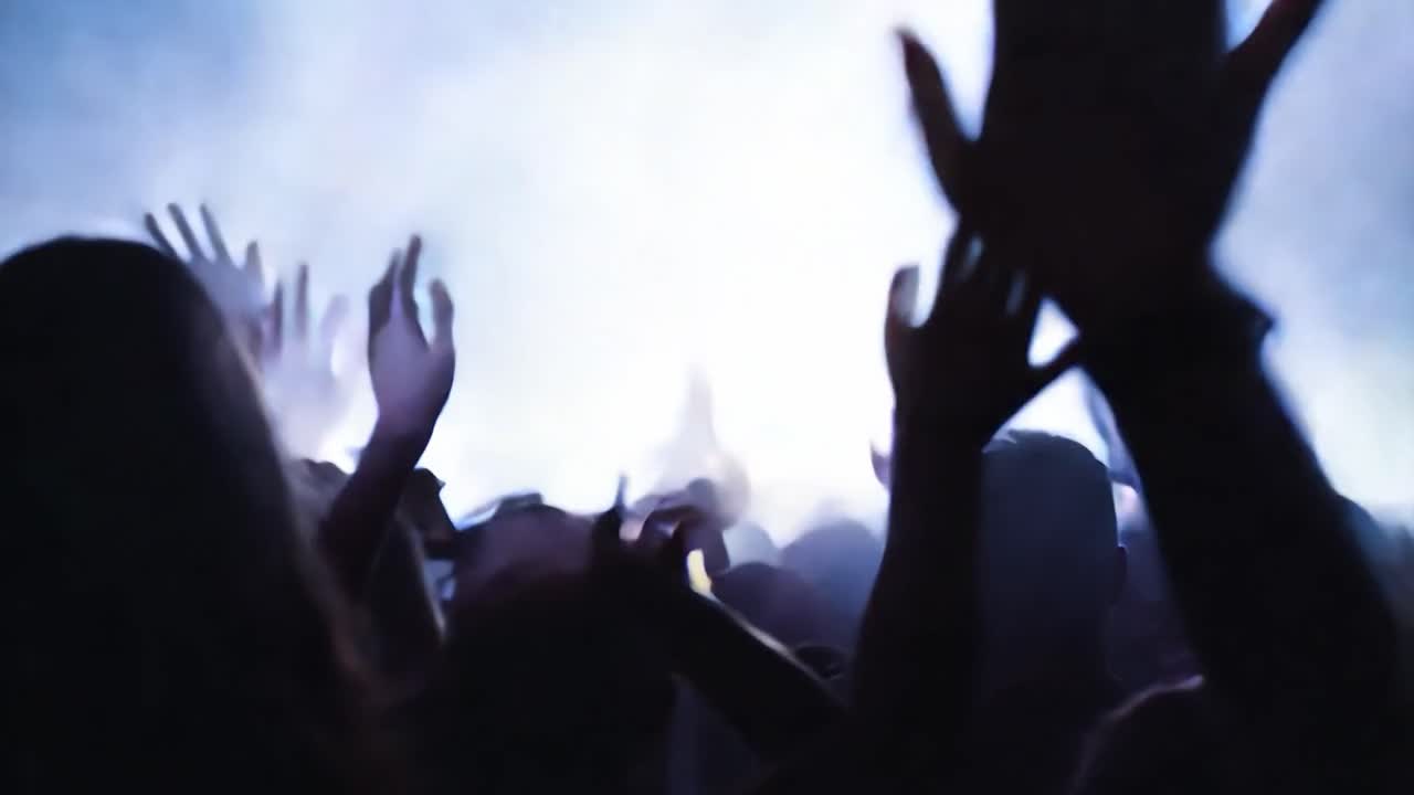 multitud de personas con las manos en el aire en un concierto