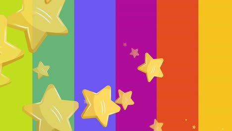 animación de estrellas cayendo sobre el fondo del arco iris