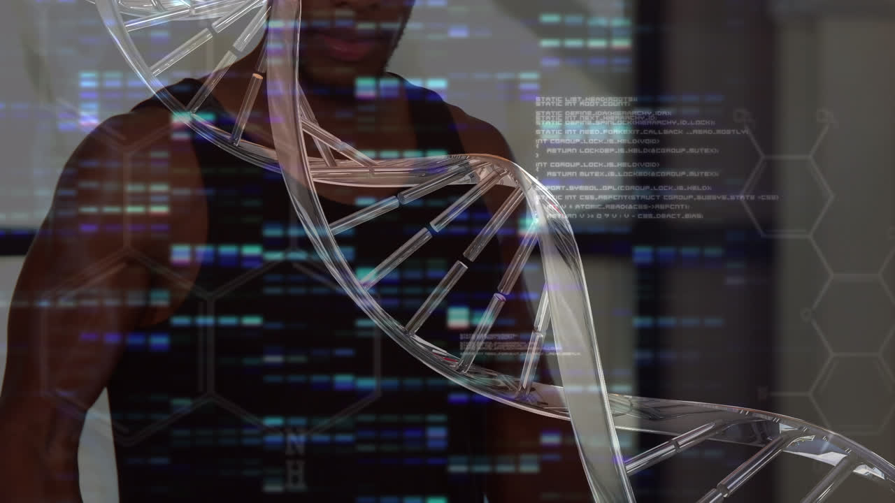 Animation of medical data processing over fit african american men