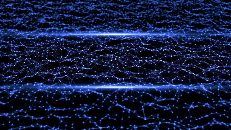 Abstract motion background with lens flares and streaks of light. Seamless loop
