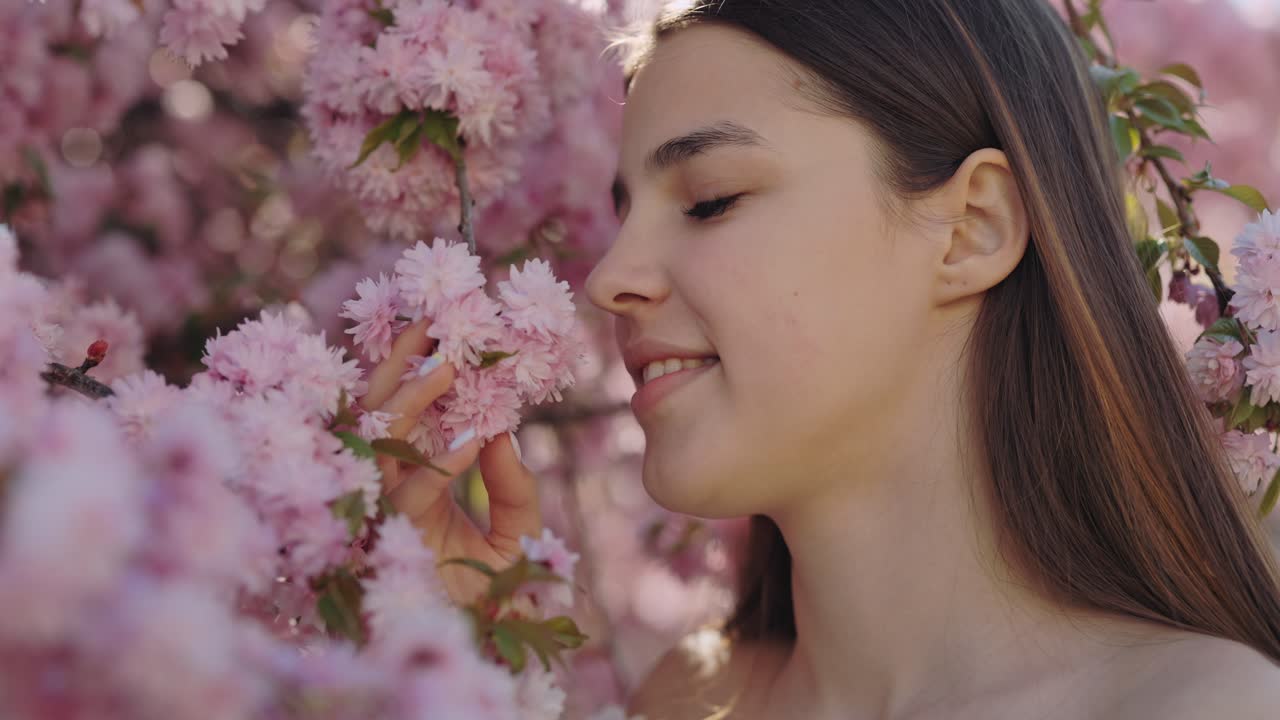 Woman in a Cherry Blossom Garden