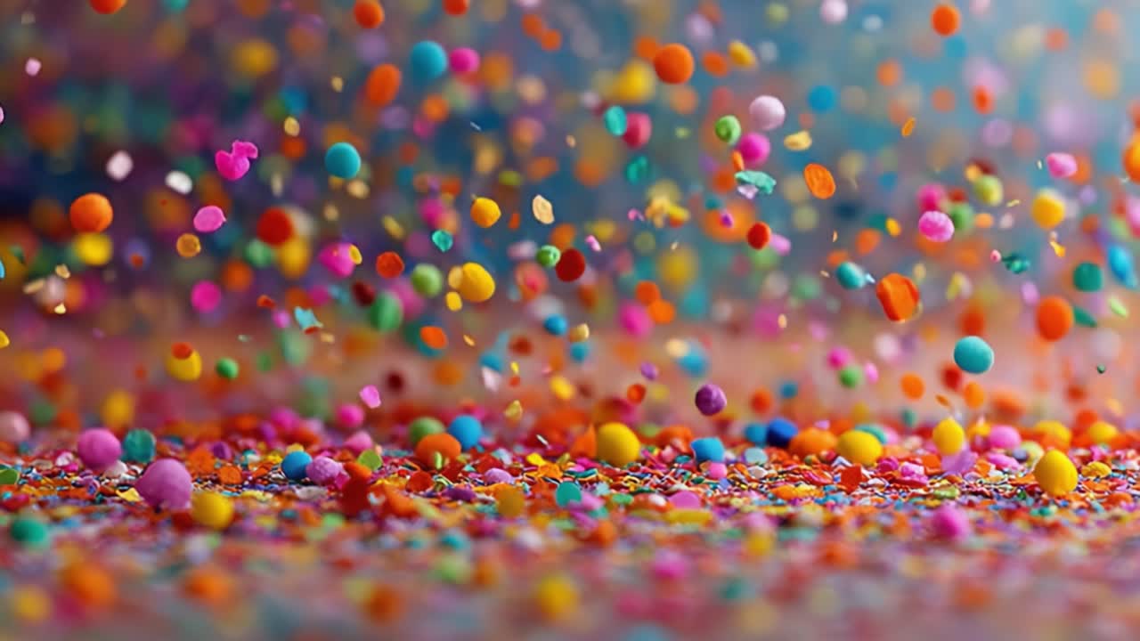 A Vibrant Celebration of Colorful Confetti Raining Down, Transforming ...