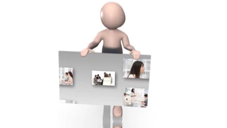 hombre de carácter que muestra a la gente de negocios collage