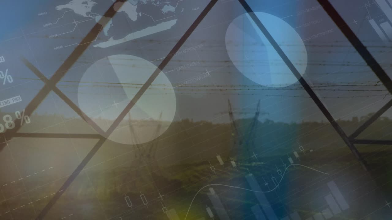 Animation of data processing over pylons