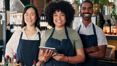 happy restaurant staff