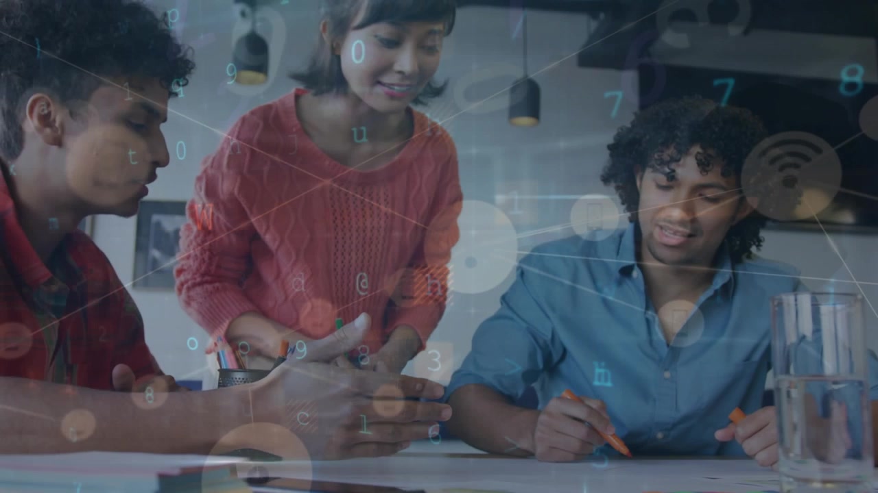 Animation of data processing over students using computers