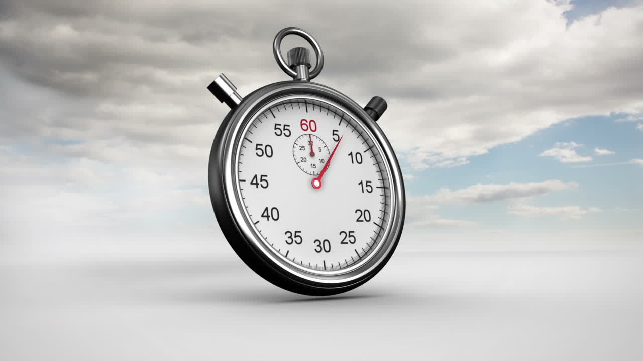 Stopwatch against blue cloudy sky