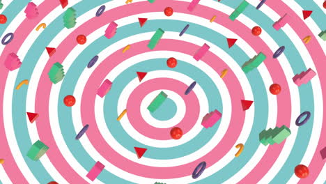 animación de formas de colores en un fondo de colores