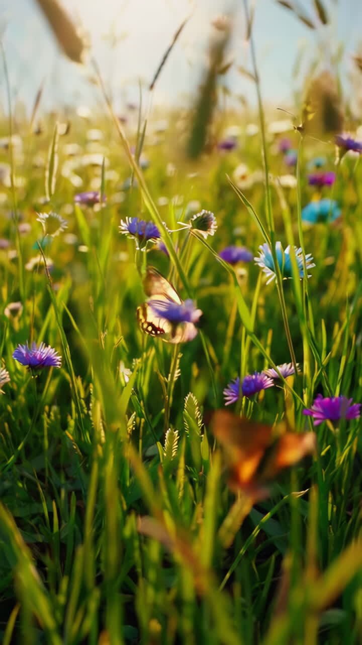 Butterfly in a Meadow at Sunset