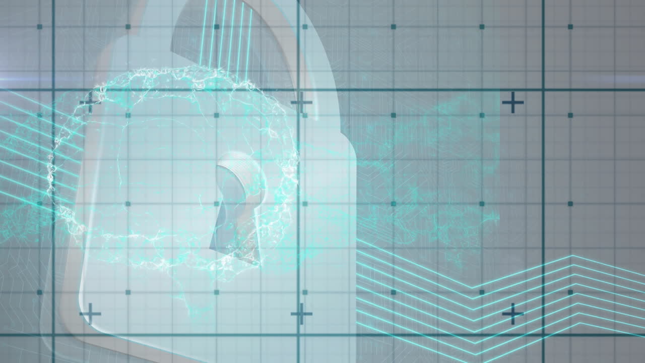 セキュリティパッドロックをグリッド上にアニメーション