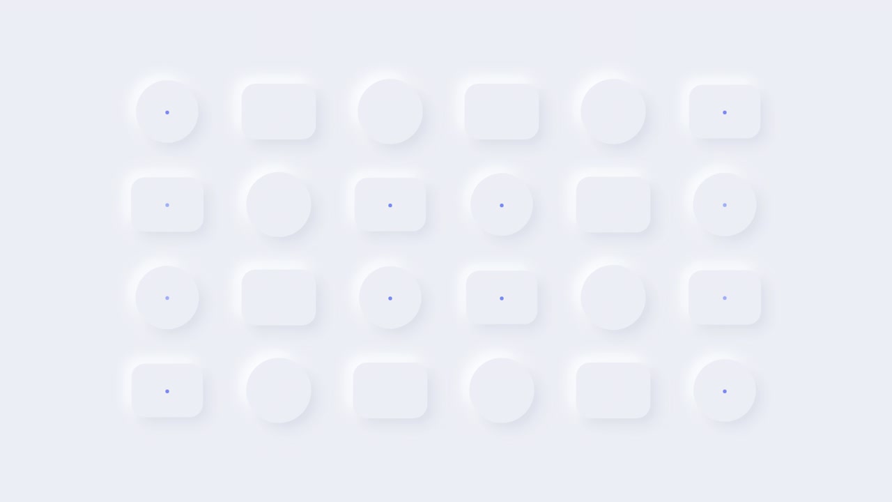 Abstract Neumorphic Grid Animation with Pulsing Blue Dots