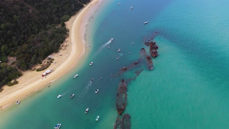 amazing view of tangalooma shipwrecks, moreton island australia, aerial