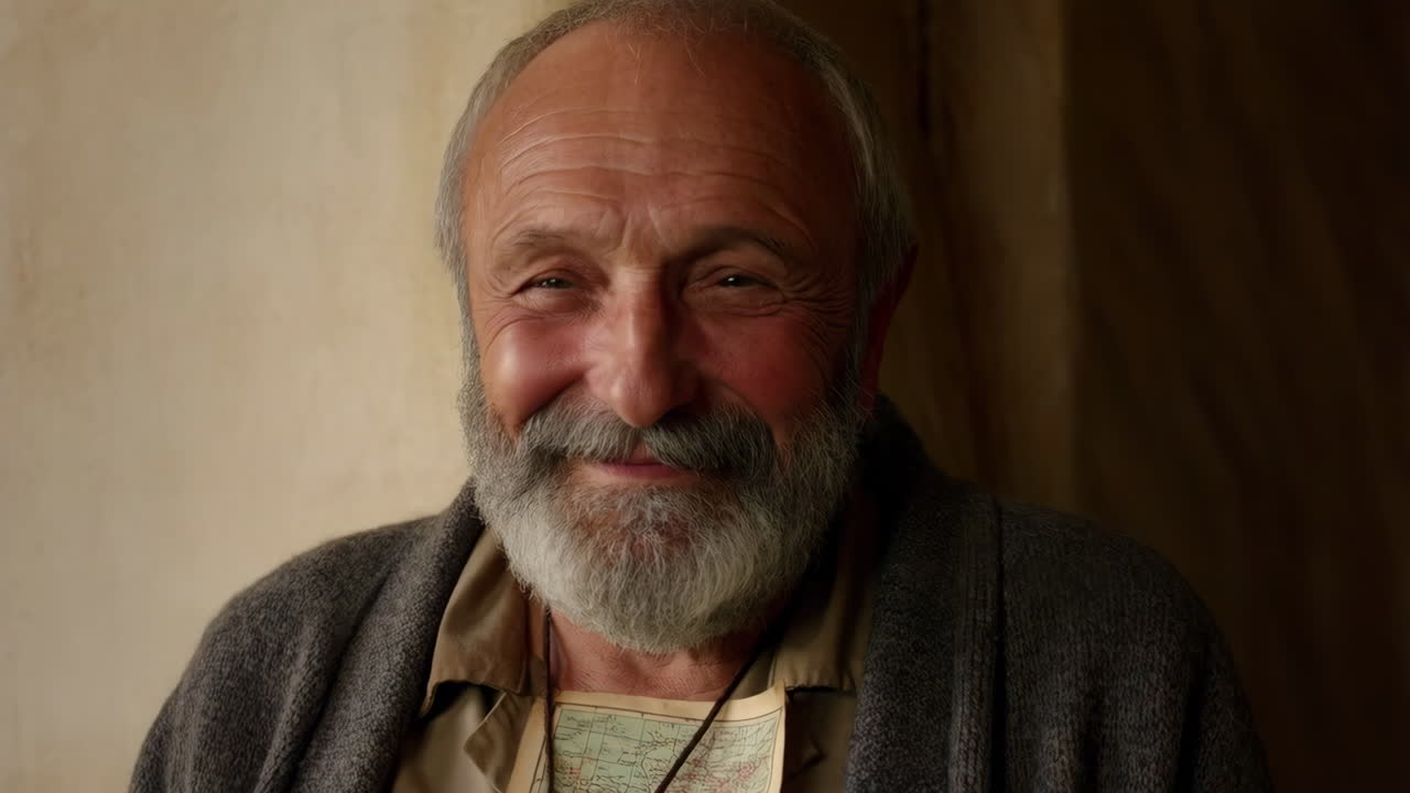 Portrait of a smiling elderly man with a beard