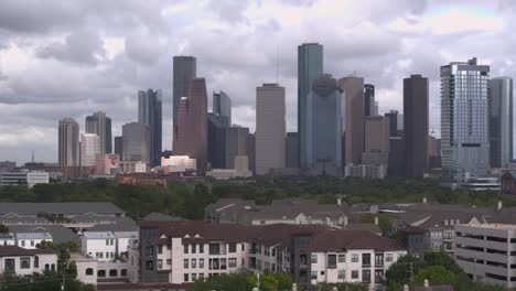 establishing shot of downtown houston, texas