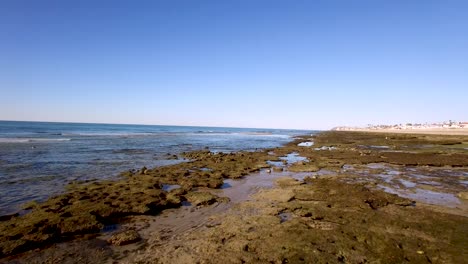 Sobrevuelo-Aéreo-De-La-Playa-Intermareal-Expuesta-Punta-Rocosa,-Puerto-Peñasco,-Golfo-De-California,-México