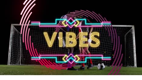 animation of vibes text with diverse football players