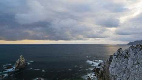 time lapse of sea rock cliffs in achill island on wild atlantic way in ireland