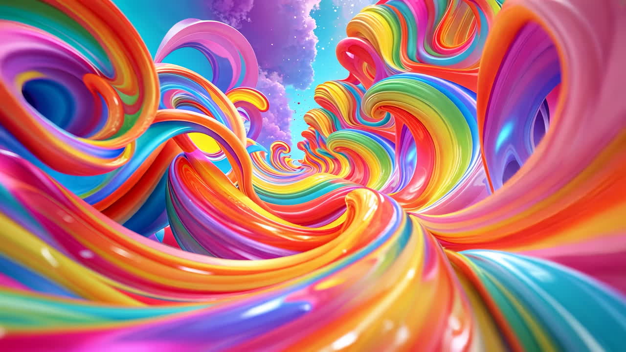 Vibrant Rainbow Swirls Abstract Art