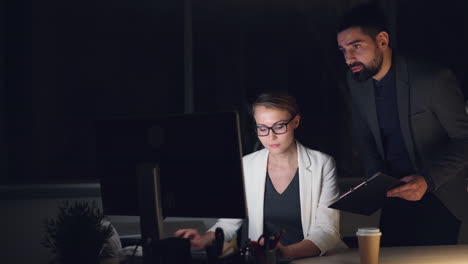 business team working late at night