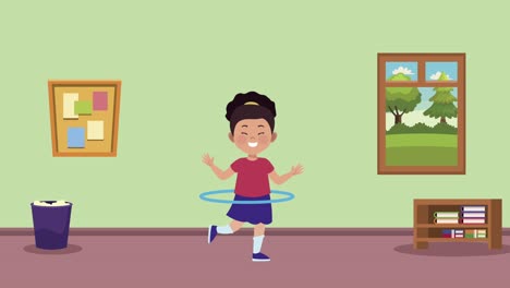 niña practicando el hula hula personaje de actividad