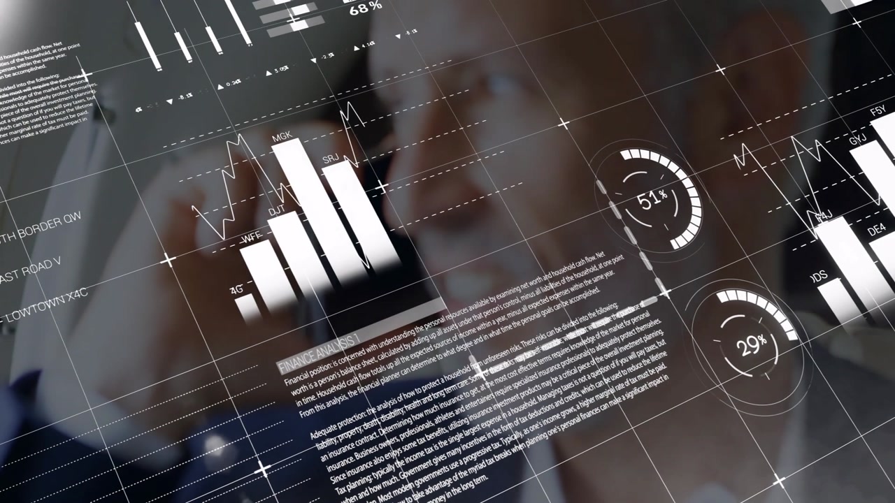 businessman starting call, using phone and tapping chart overlay bars updating business metrics