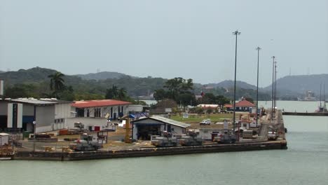 locomotives by the pedro miguel locks, panama canal