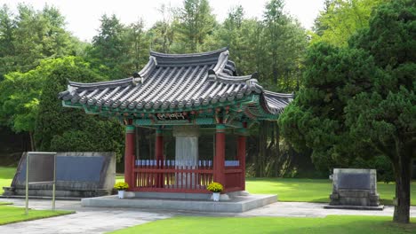 the historical attraction of korean tomb of seven hundred patriots in geumsan, chungcheongnam-do korea on a sunny day - wide shot