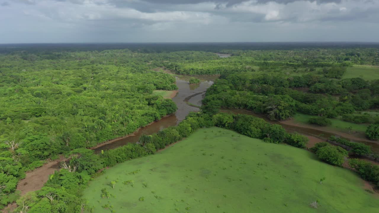 vista panorámica aérea sobre el río en los humedales