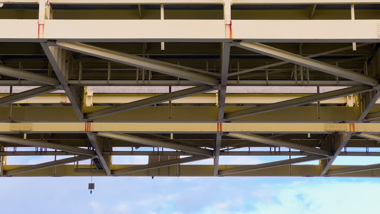 Structural Details Of Bottom Of A Bridge Across Ohio River In Cincinnati, Ohio, USA