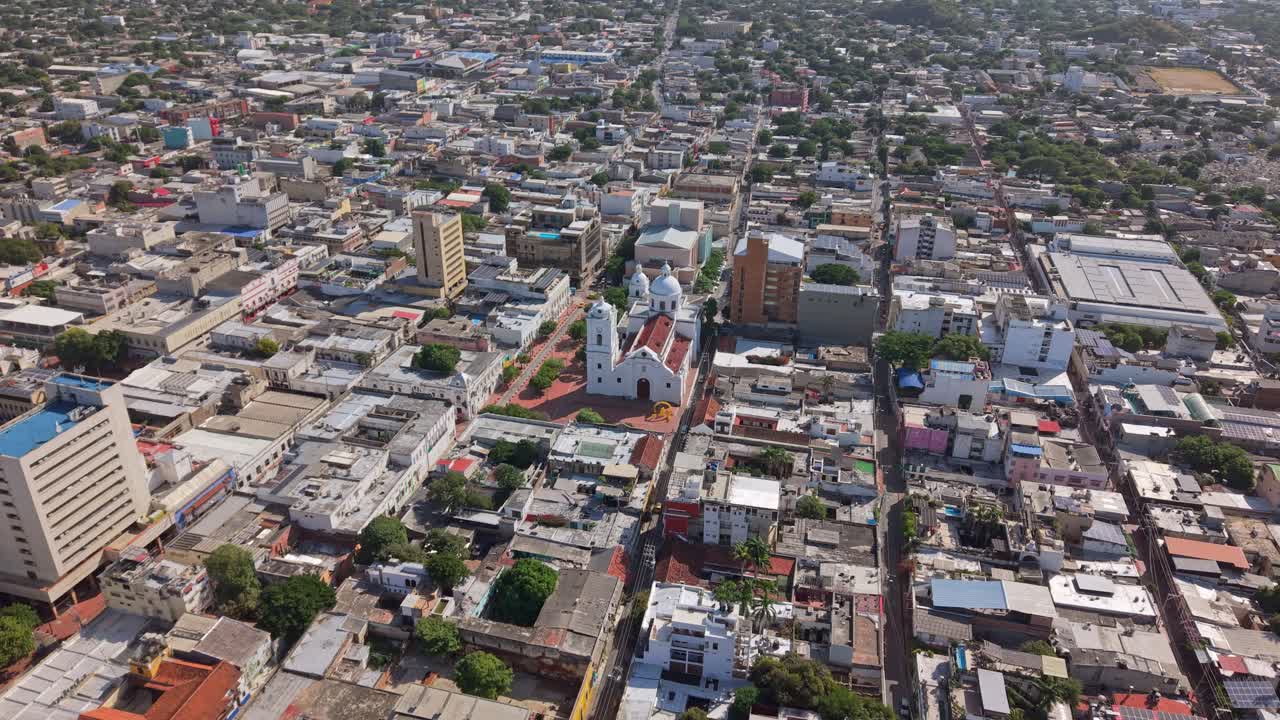 Aerial view of Santa Marta city, vibrant port on Colombia's coast
