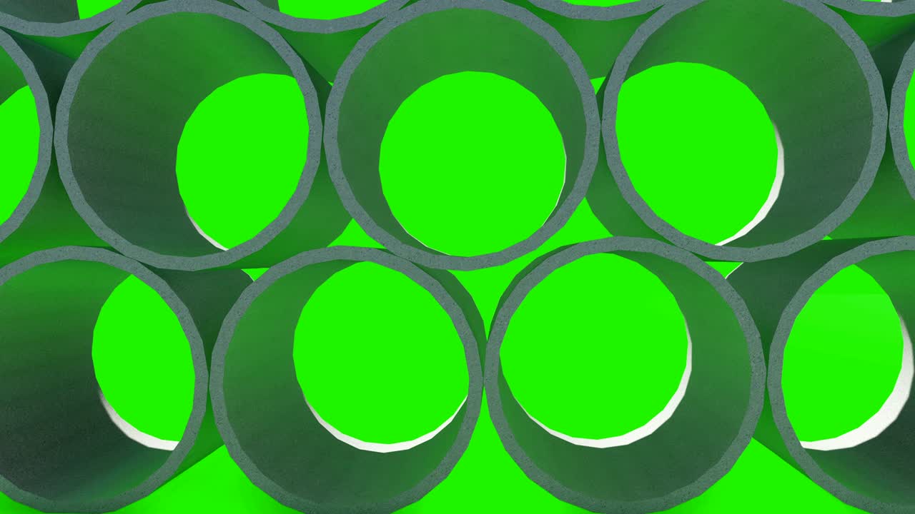 Look through the concrete pipe green screen 4K
