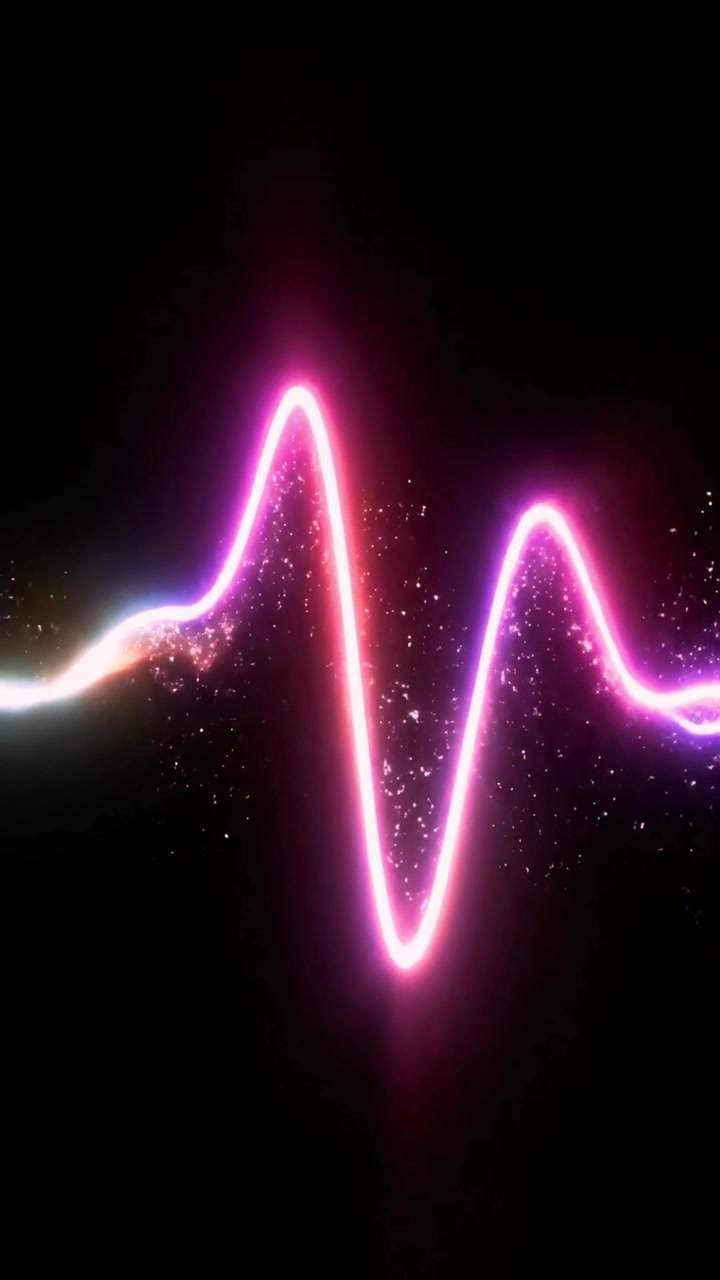 Glowing Neon Sound Wave Pulse on Black Background