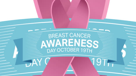 Animation-of-multiple-pink-ribbon-logo-and-breast-cancer-text-appearing-on-white-background