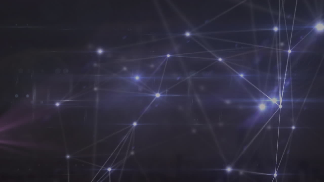 animación de una red de conexiones brillantes contra un fondo negro.