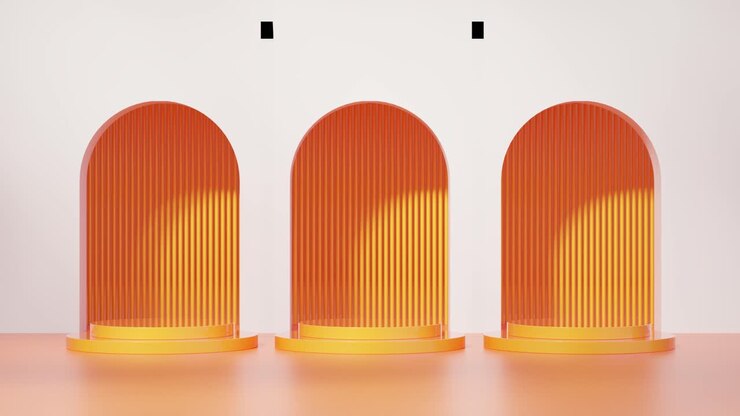 Orange og gule geometriske piedestaler