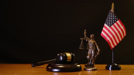 symbolism of justice the gavel the lady justice and the national flag of america this piece symbolizes the representation of justice including a gavel a lady justice figurine and the american flag