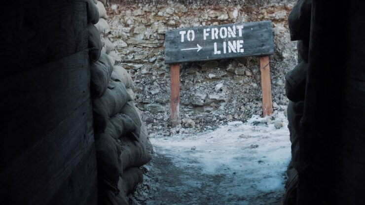 WW1 trench with sand bags