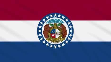 missouri flag flutters in the wind, loop for background