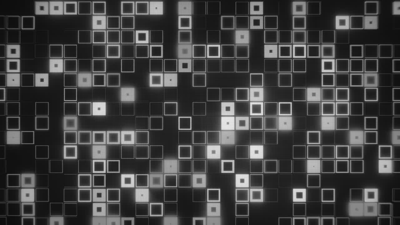 Dynamic Abstract Background of Glowing Squares and Pixels
