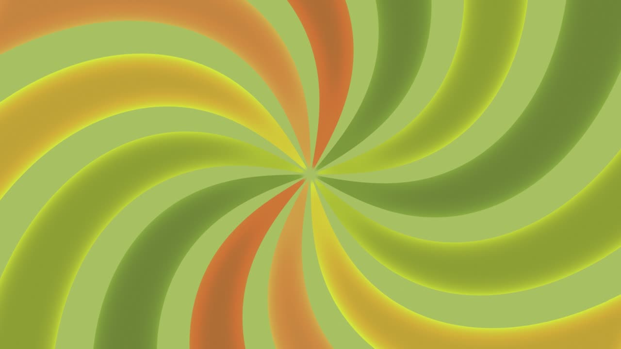 Curve yellow-green and orange radial lines rotate on a rough surface background.