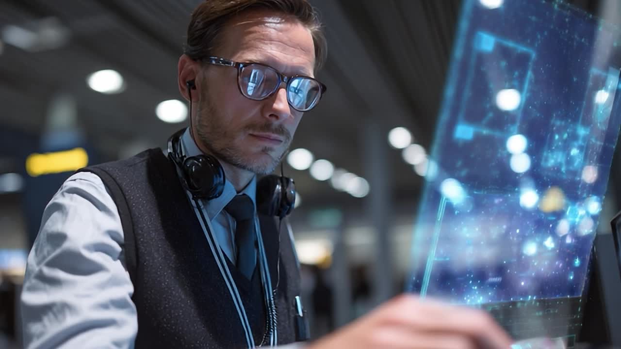Technology specialist analyzing data at a modern workspace