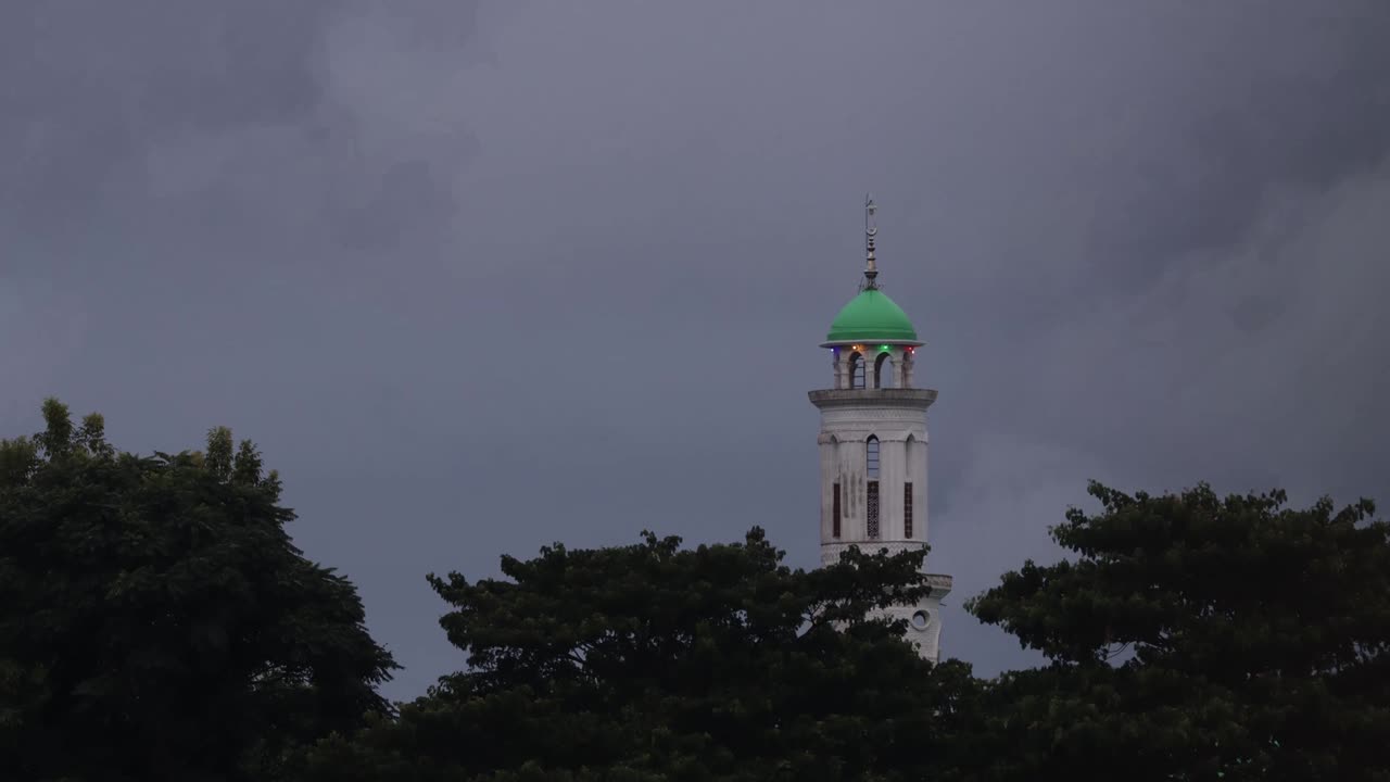 Mosque minaret time lapse 4K stock footage.