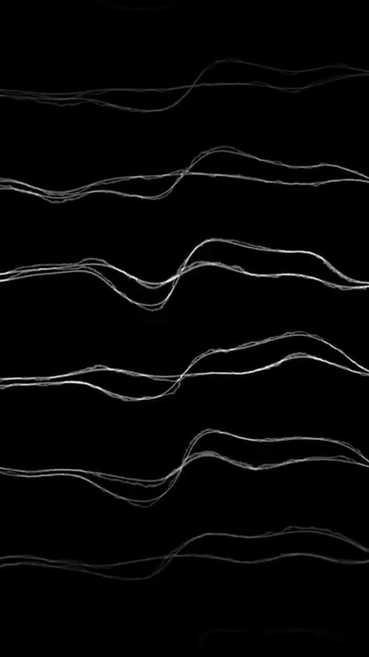 Linee ondulate astratte disegnate a mano in movimento su sfondo nero