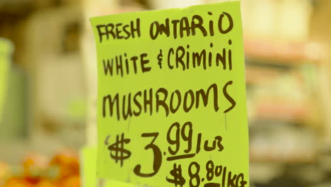 mushrooms for sale sign at the st