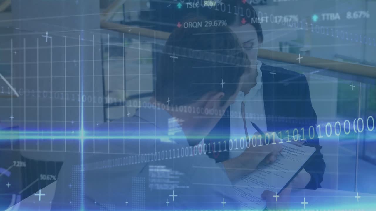 animación del procesamiento de datos financieros sobre las empresas personas