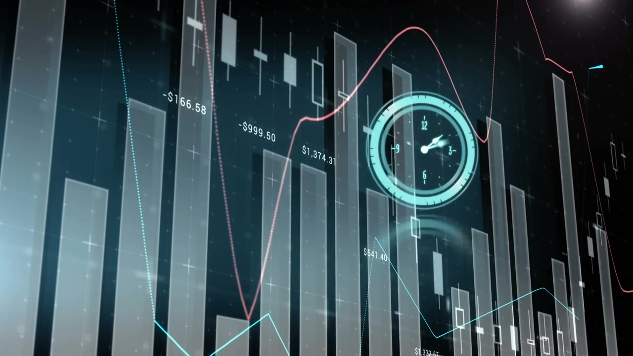 Animation of data processing over clock moving